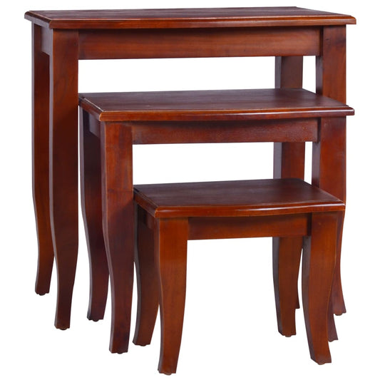 Nesting Side Tables 3 pcs Classical Brown Solid Wood Mahogany