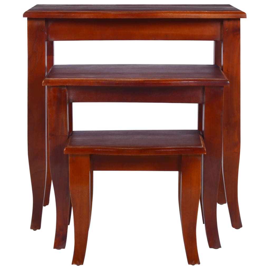 Nesting Side Tables 3 pcs Classical Brown Solid Wood Mahogany