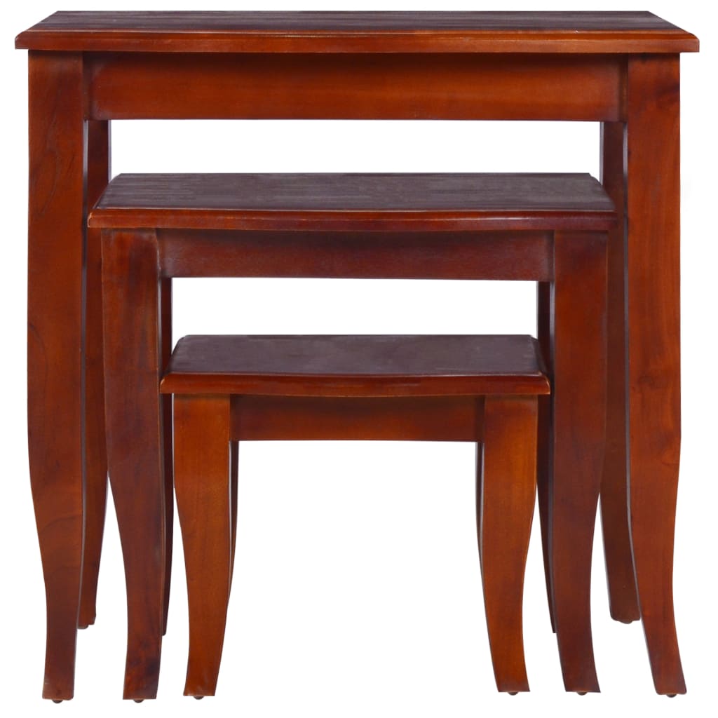 Nesting Side Tables 3 pcs Classical Brown Solid Wood Mahogany