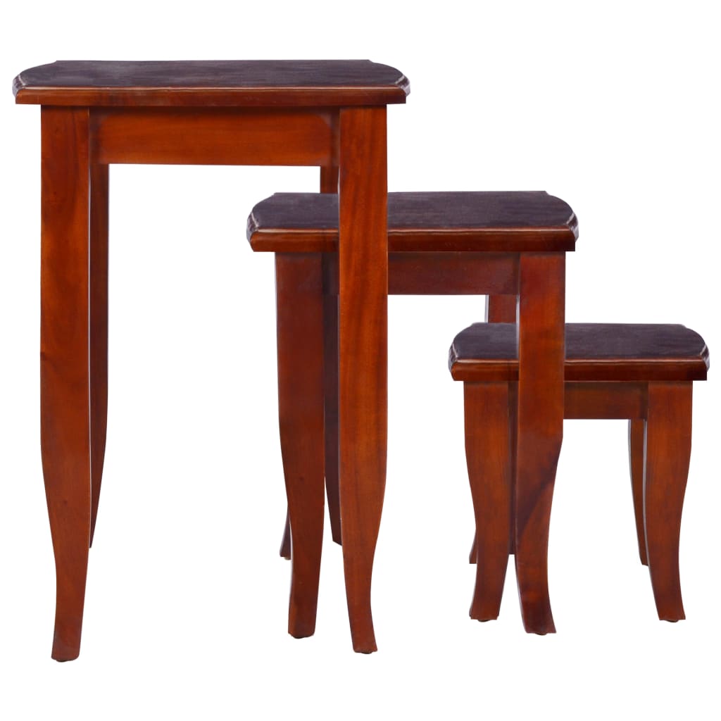 Nesting Side Tables 3 pcs Classical Brown Solid Wood Mahogany