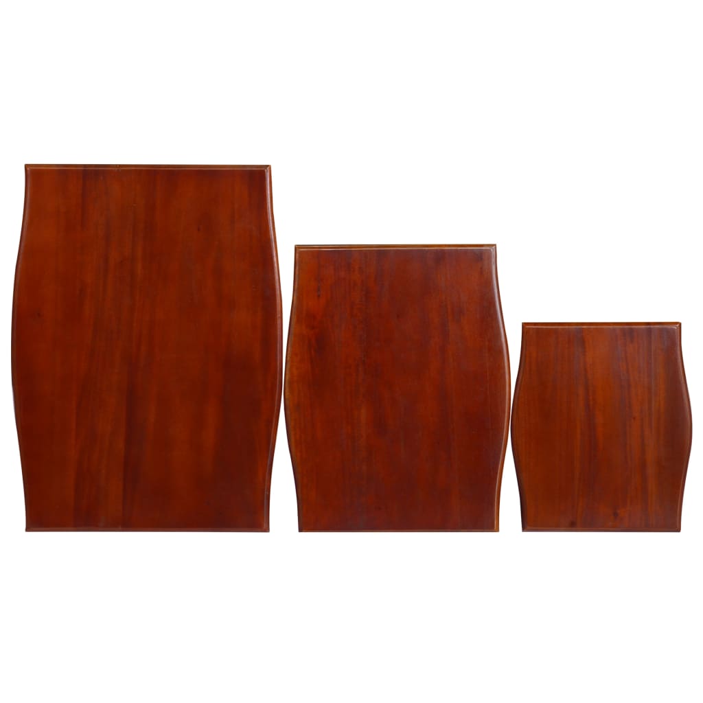 Nesting Side Tables 3 pcs Classical Brown Solid Wood Mahogany