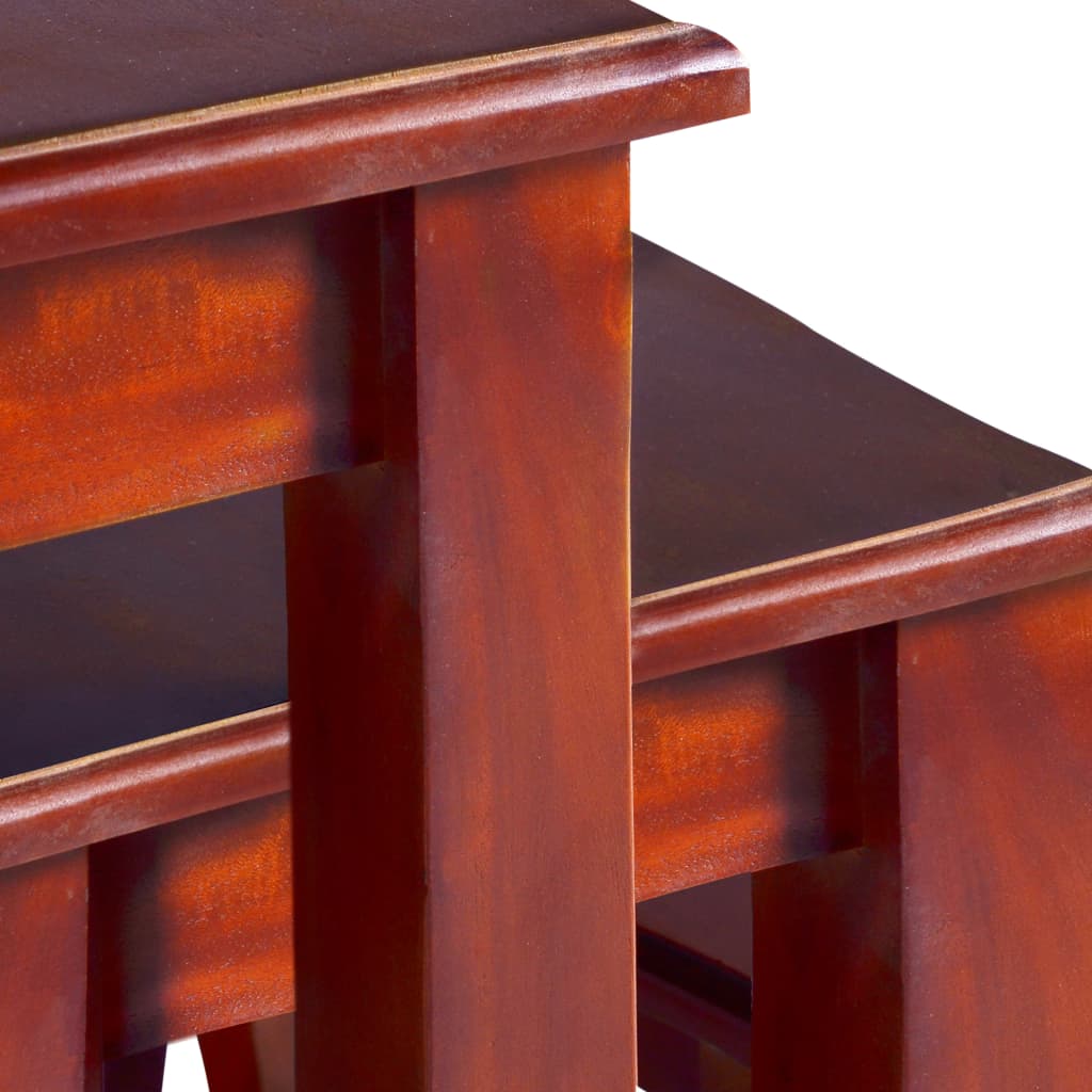 Nesting Side Tables 3 pcs Classical Brown Solid Wood Mahogany