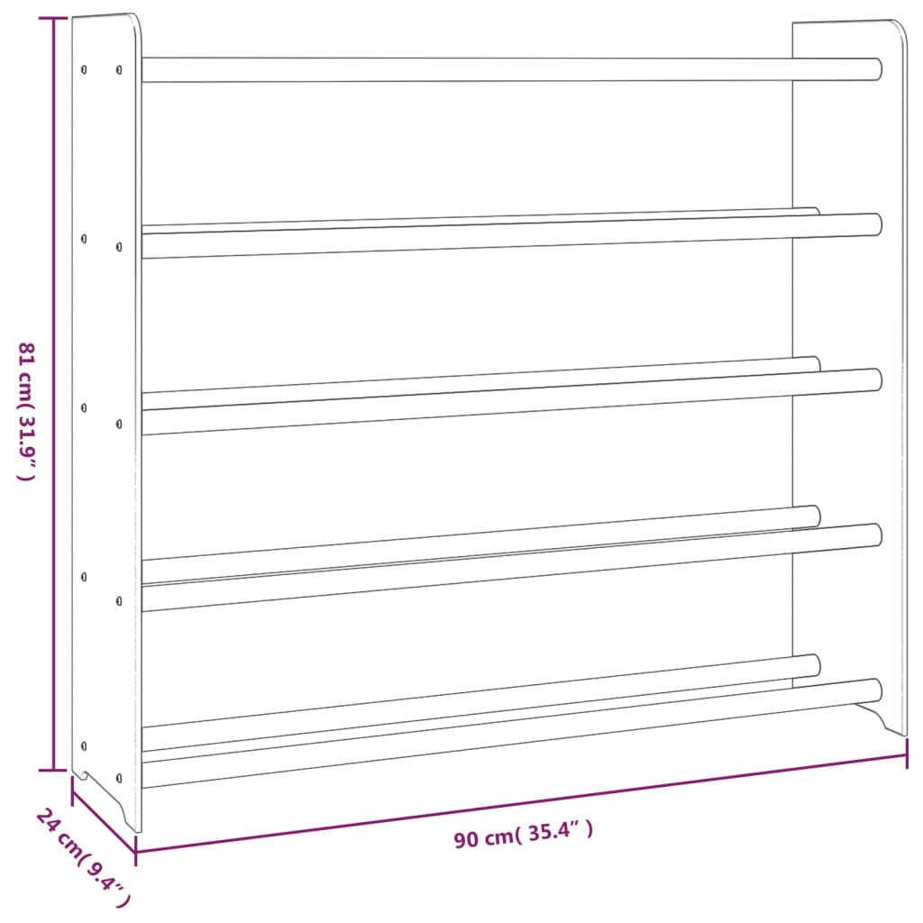 Shoe Rack Brown 90x24x81 cm Engineered Wood