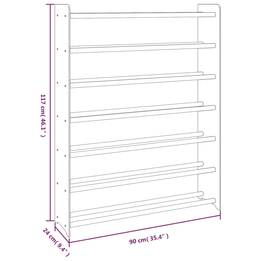 Shoe Rack Grey 90x24x117 cm Engineered Wood