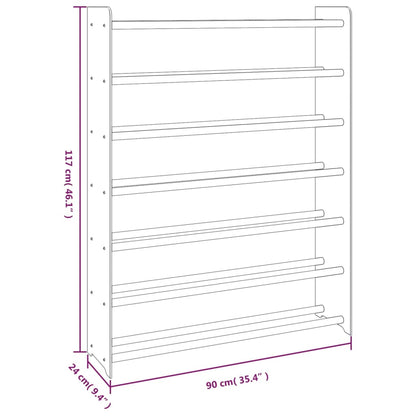 Shoe Rack Grey 90x24x117 cm Engineered Wood