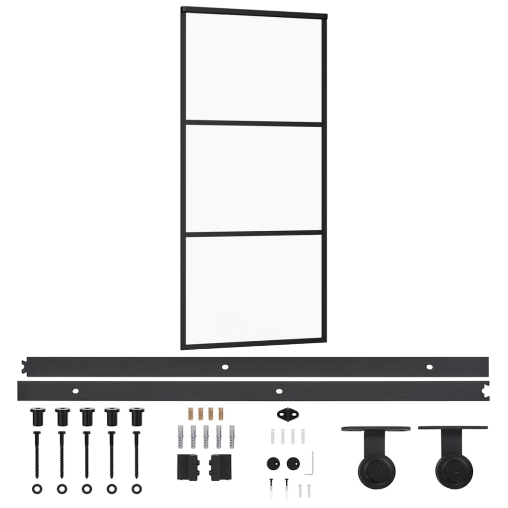 Sliding Door with Hardware Set ESG Glass&Aluminium 90x205 cm