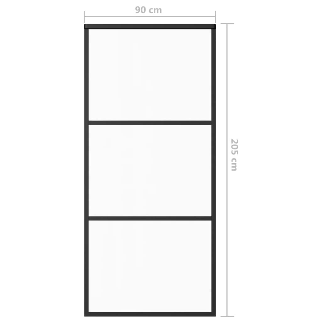 Sliding Door with Hardware Set ESG Glass&Aluminium 90x205 cm