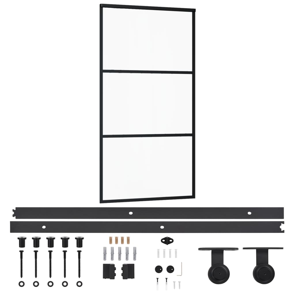 Sliding Door with Hardware Set ESG Glass&Aluminium 102x205 cm