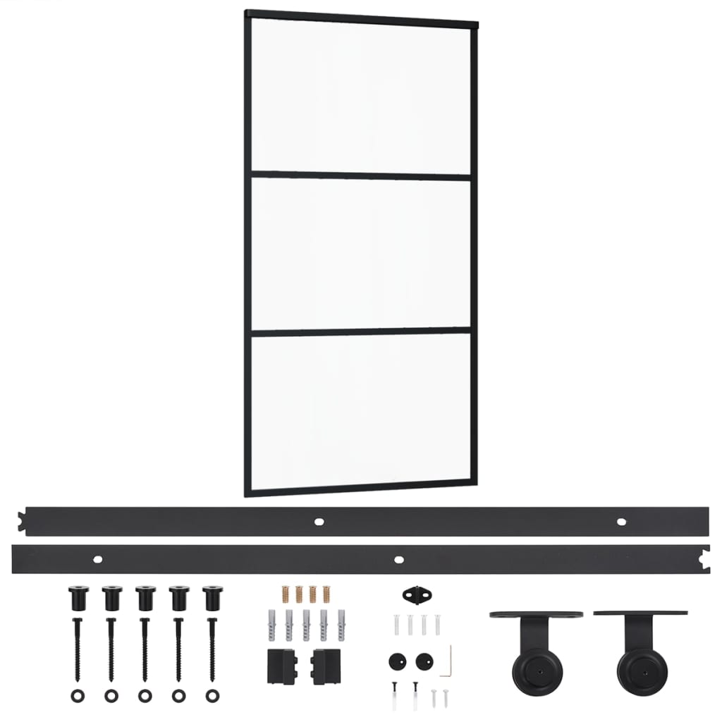 Sliding Door with Hardware Set ESG Glass&Aluminium 102x205 cm