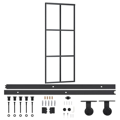 Sliding Door with Hardware Set ESG Glass&Aluminium 76x205 cm