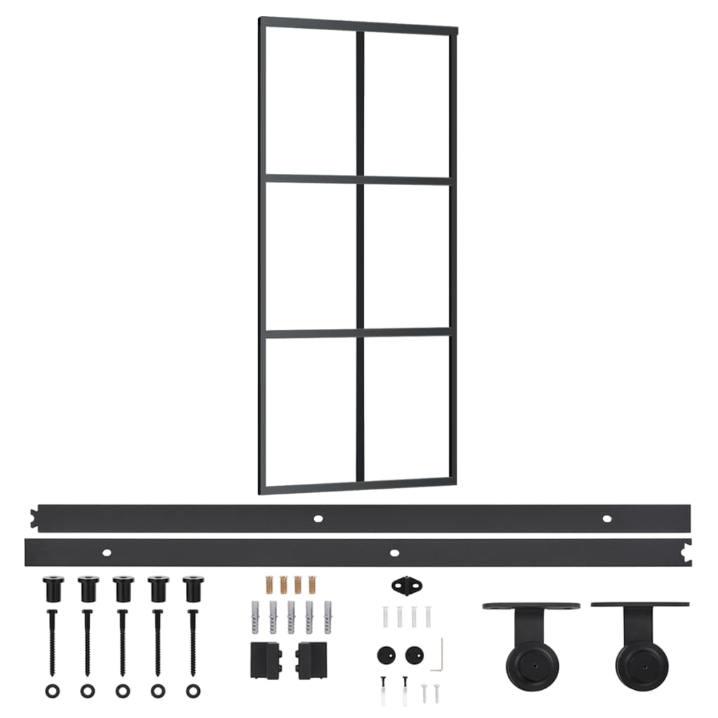 Sliding Door with Hardware Set ESG Glass&Aluminium 90x205 cm