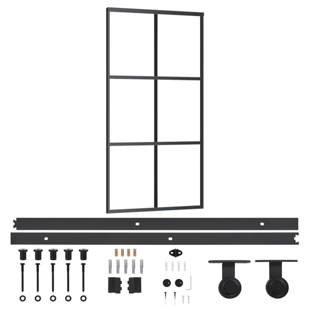 Sliding Door with Hardware Set ESG Glass&Aluminium 102x205 cm