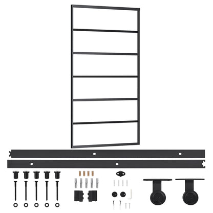 Sliding Door with Hardware Set ESG Glass&Aluminium 102x205 cm