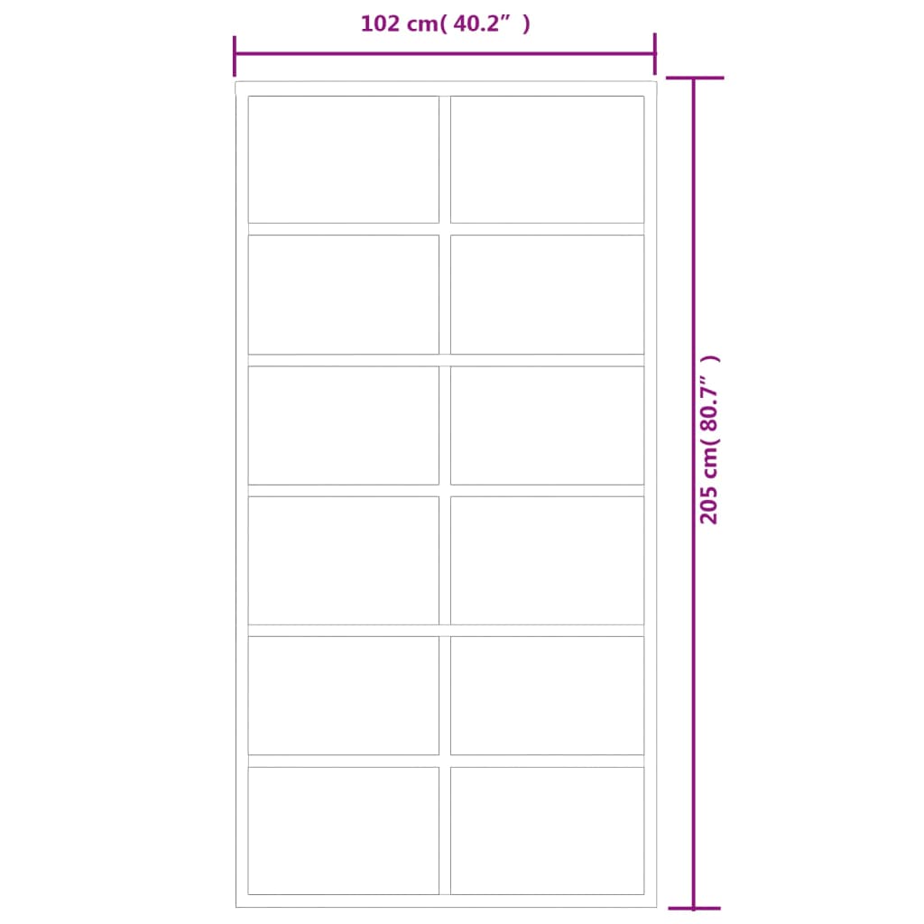 Sliding Door with Hardware Set ESG Glass&Aluminium 102x205 cm