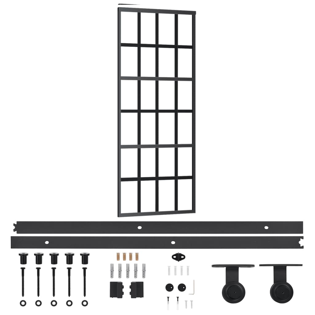 Sliding Door with Hardware Set ESG Glass&Aluminium 76x205 cm