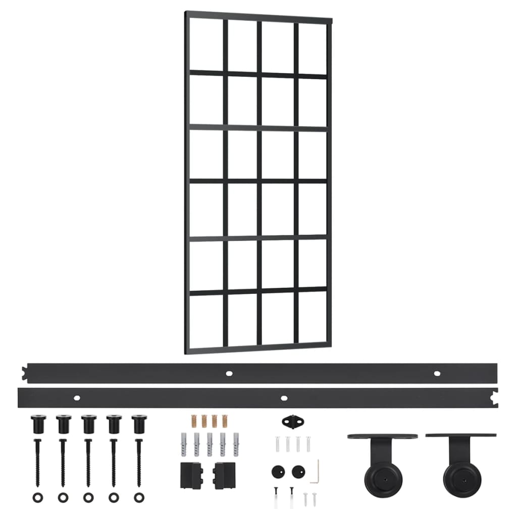 Sliding Door with Hardware Set ESG Glass&Aluminium 90x205 cm