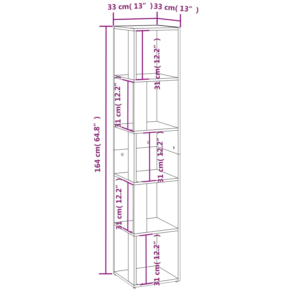 Corner Cabinet Concrete Grey 33x33x164.5 cm Engineered Wood