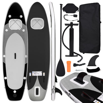 Inflatable Stand Up Paddle Board Set Black 300x76x10 cm