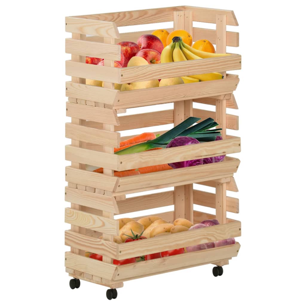 Vegetable Trolley 37x30x80 cm Solid Pinewood