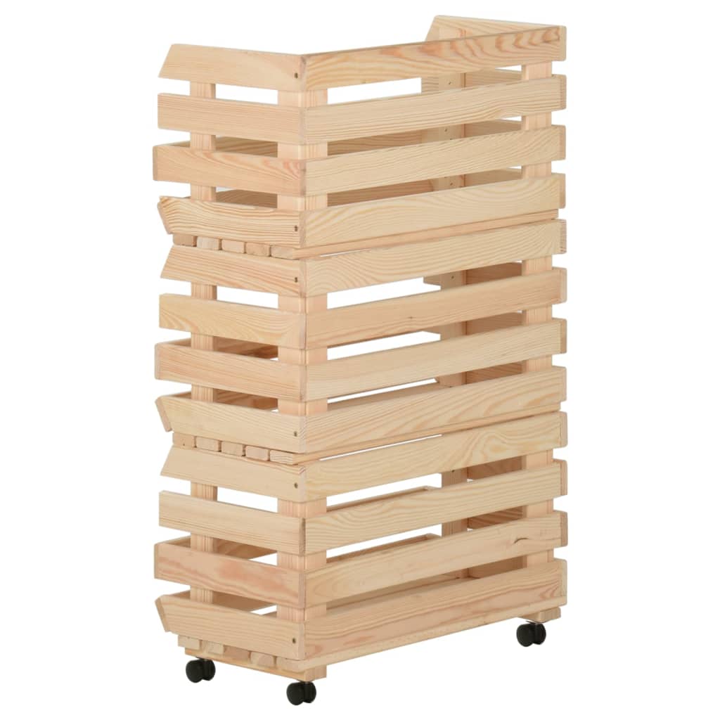 Vegetable Trolley 37x30x80 cm Solid Pinewood