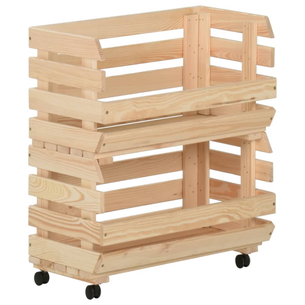 Vegetable Trolley 37x30x80 cm Solid Pinewood