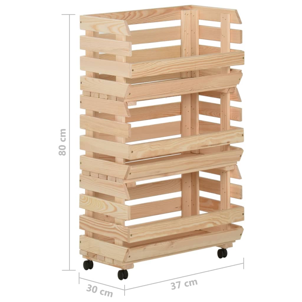 Vegetable Trolley 37x30x80 cm Solid Pinewood