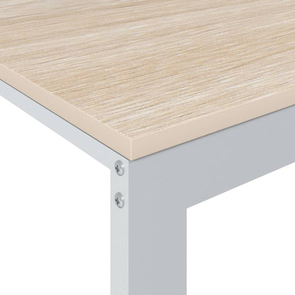 Computer Desk White and Oak 110x60x73 cm Engineered Wood