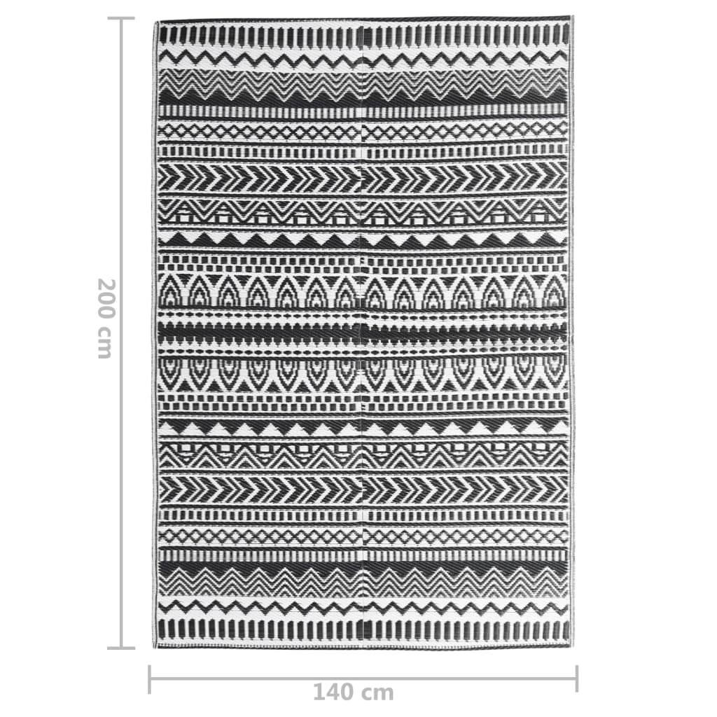 Outdoor Rug Black 140x200 cm PP