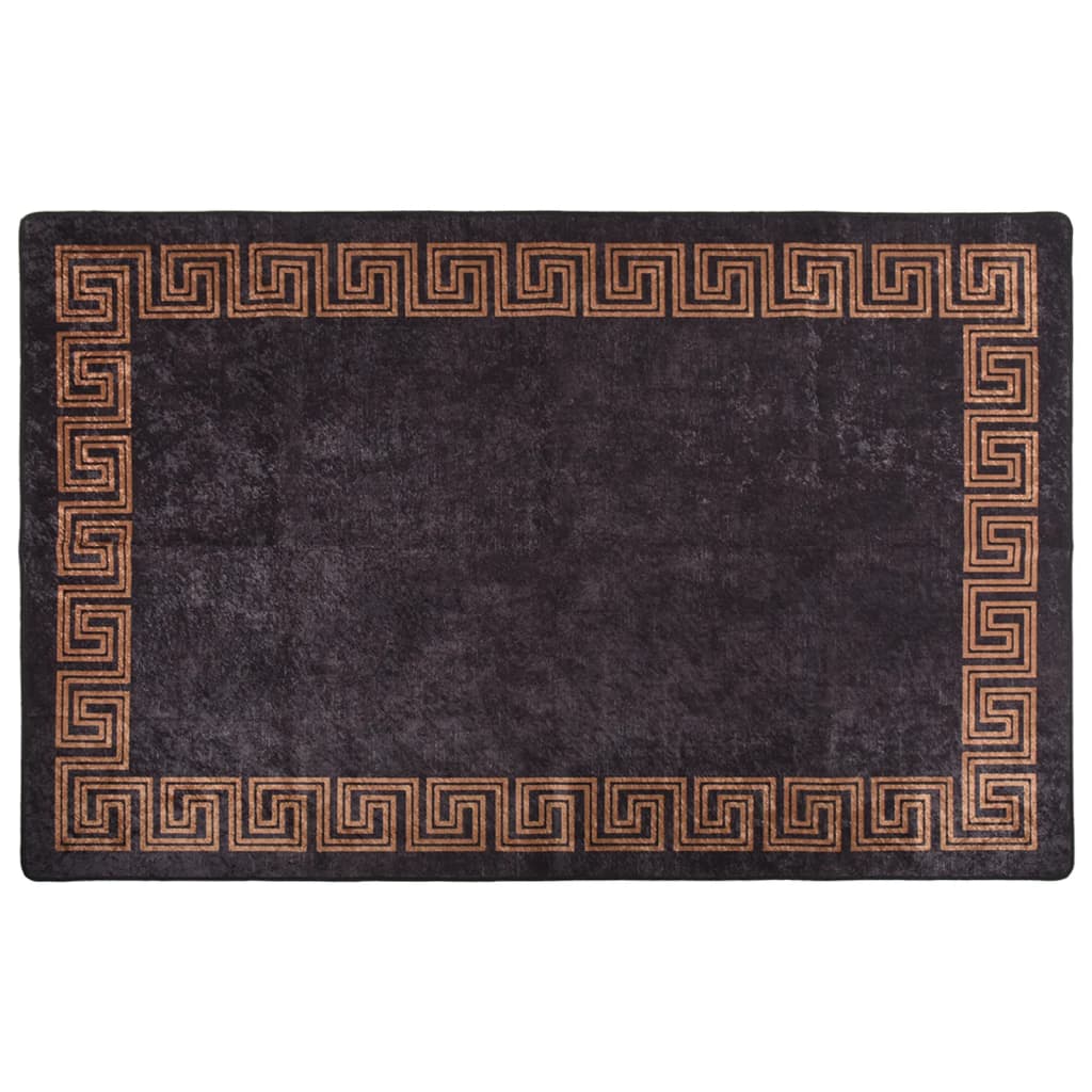 Rug Washable 160x230 cm Black and Gold Anti Slip