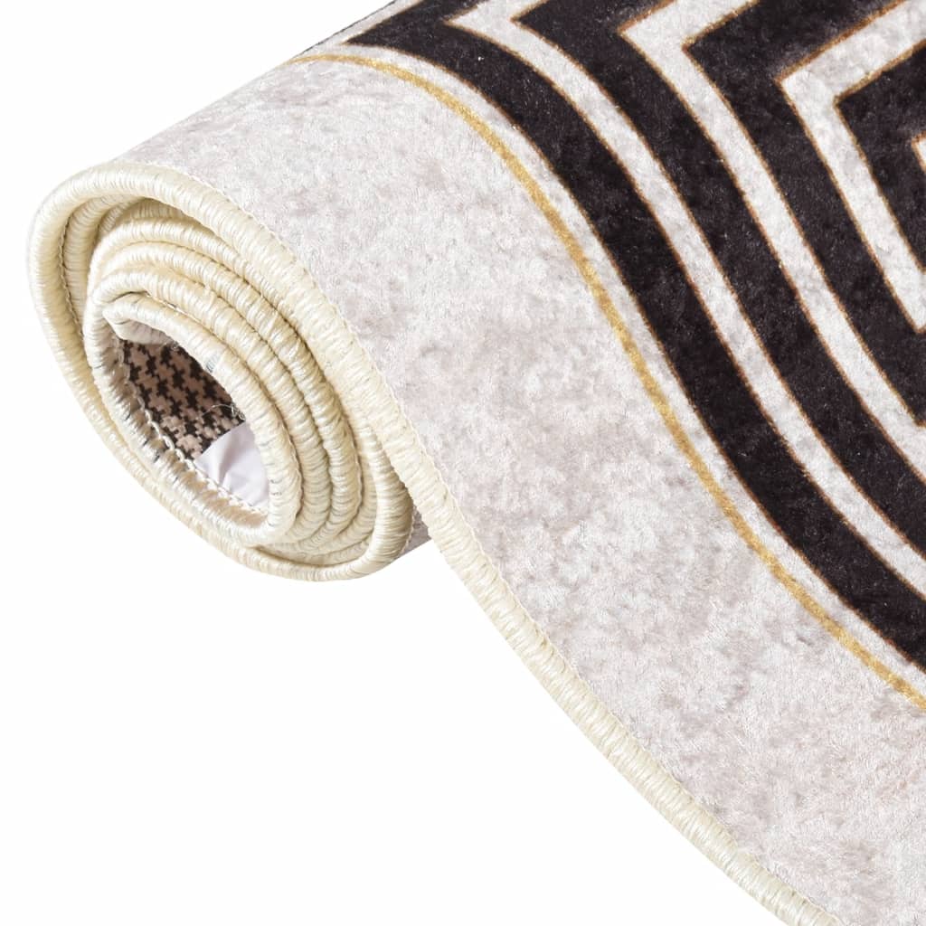 Rug Washable 80x300 cm Light Beige Anti Slip