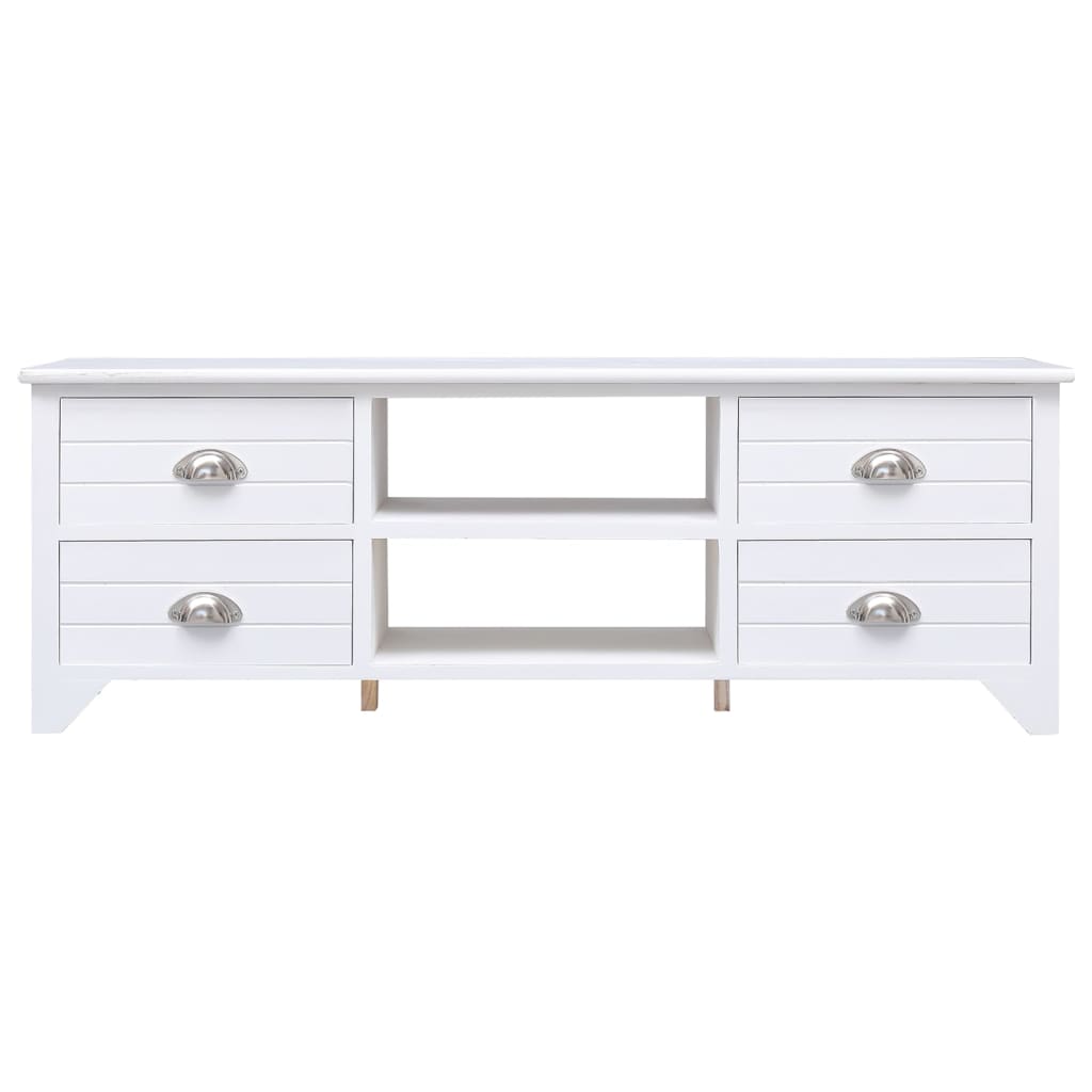 TV Cabinet White 108x30x40 cm Solid Paulownia Wood