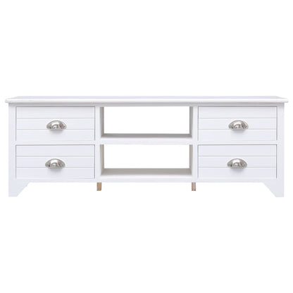 TV Cabinet White 108x30x40 cm Solid Paulownia Wood