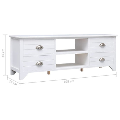 TV Cabinet White 108x30x40 cm Solid Paulownia Wood