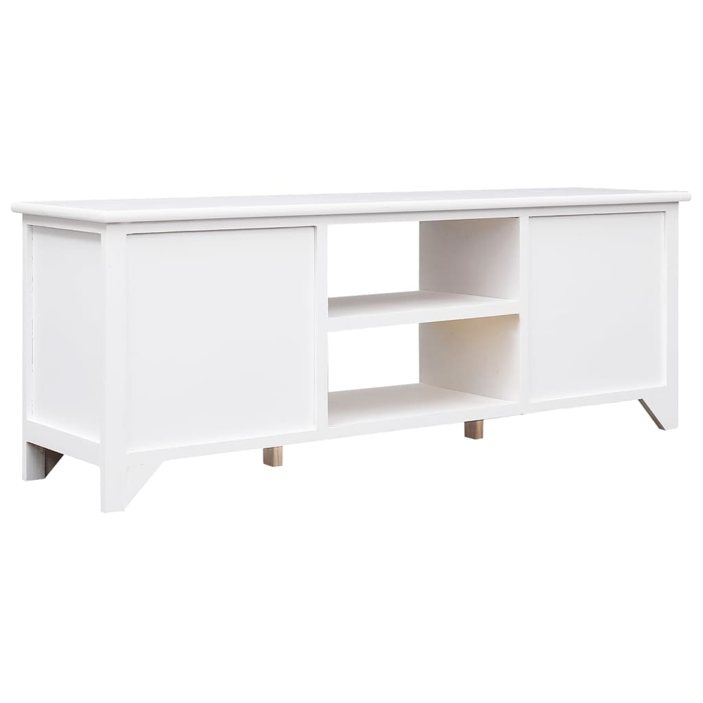 TV Cabinet White 108x30x40 cm Solid Paulownia Wood