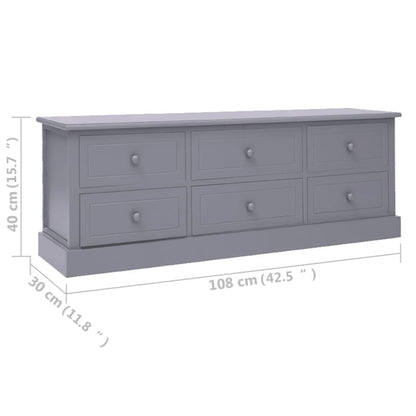 TV Cabinet Dark Grey 108x30x40 cm Solid Wood Paulownia