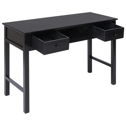 Writing Desk Black 108x45x76 cm Solid Wood Paulownia