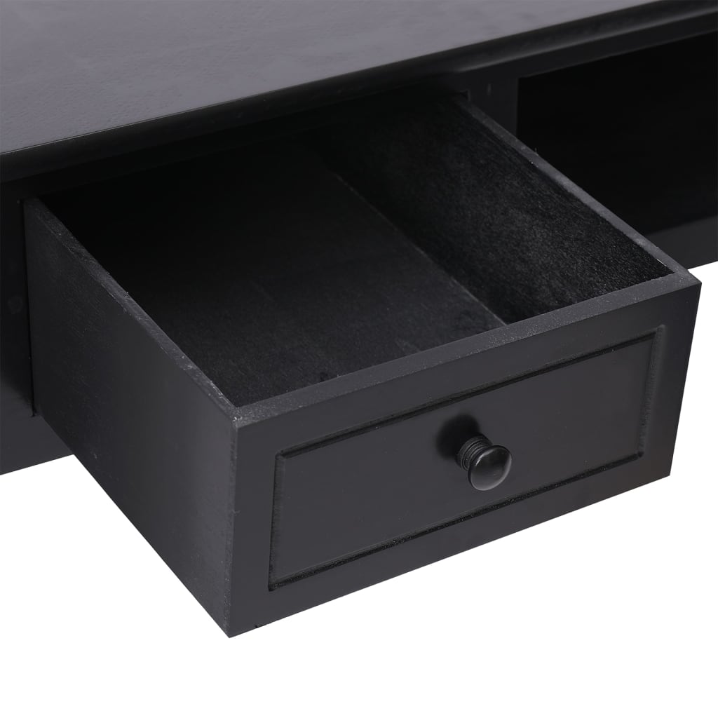 Writing Desk Black 108x45x76 cm Solid Wood Paulownia