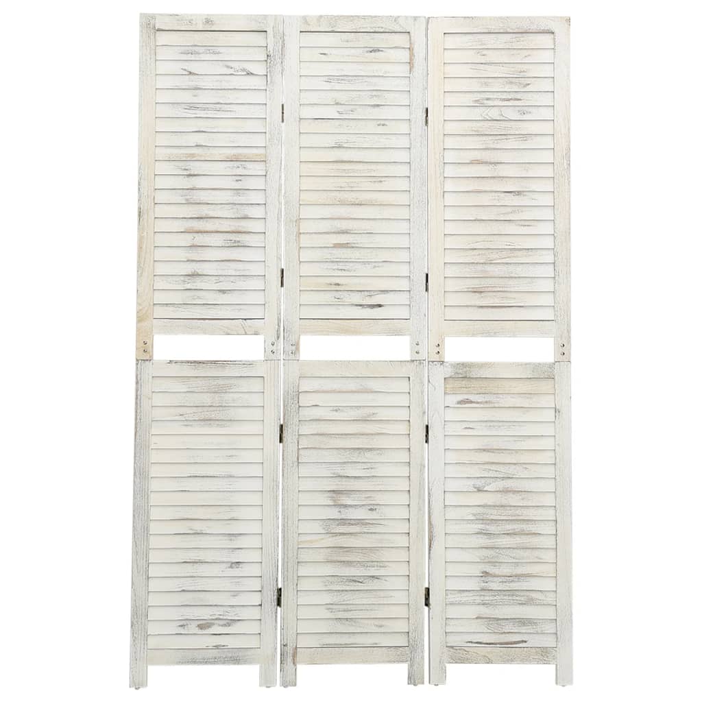 3-Panel Room Divider Antique White 105x165 cm Wood