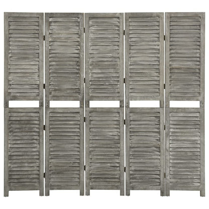 5-Panel Room Divider Grey 179x166 cm Solid Wood