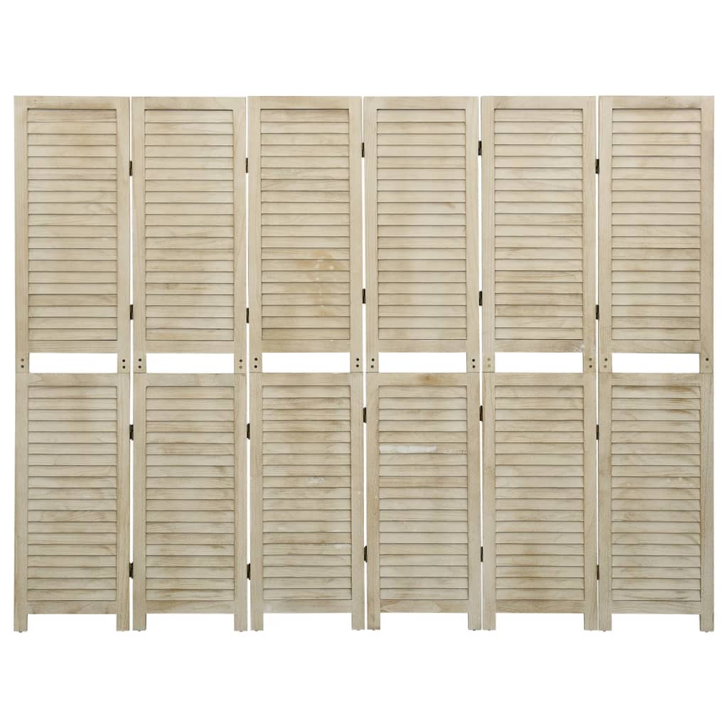 6-Panel Room Divider 210x165 cm Solid Wood Paulownia