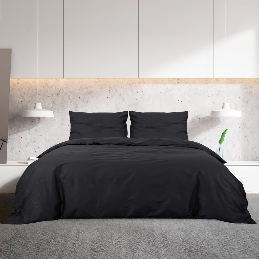 Duvet Cover Set Black 260x240 cm Light-weight Microfiber