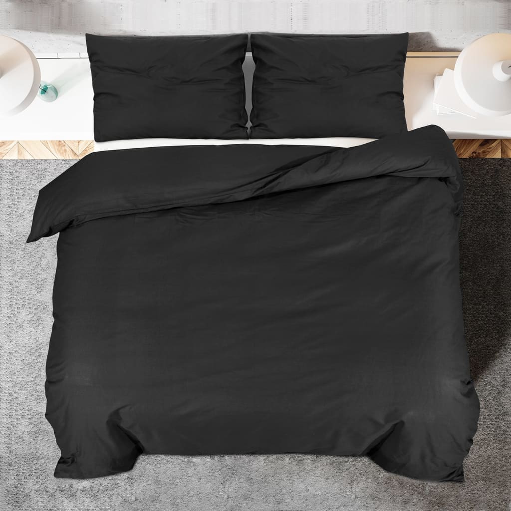 Duvet Cover Set Black 260x240 cm Light-weight Microfiber