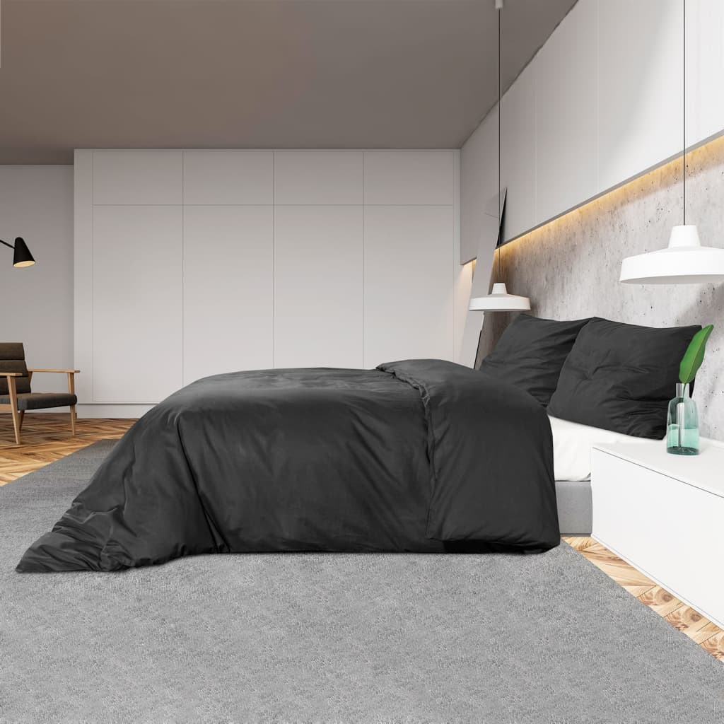 Duvet Cover Set Black 135x200 cm Light-weight Microfiber