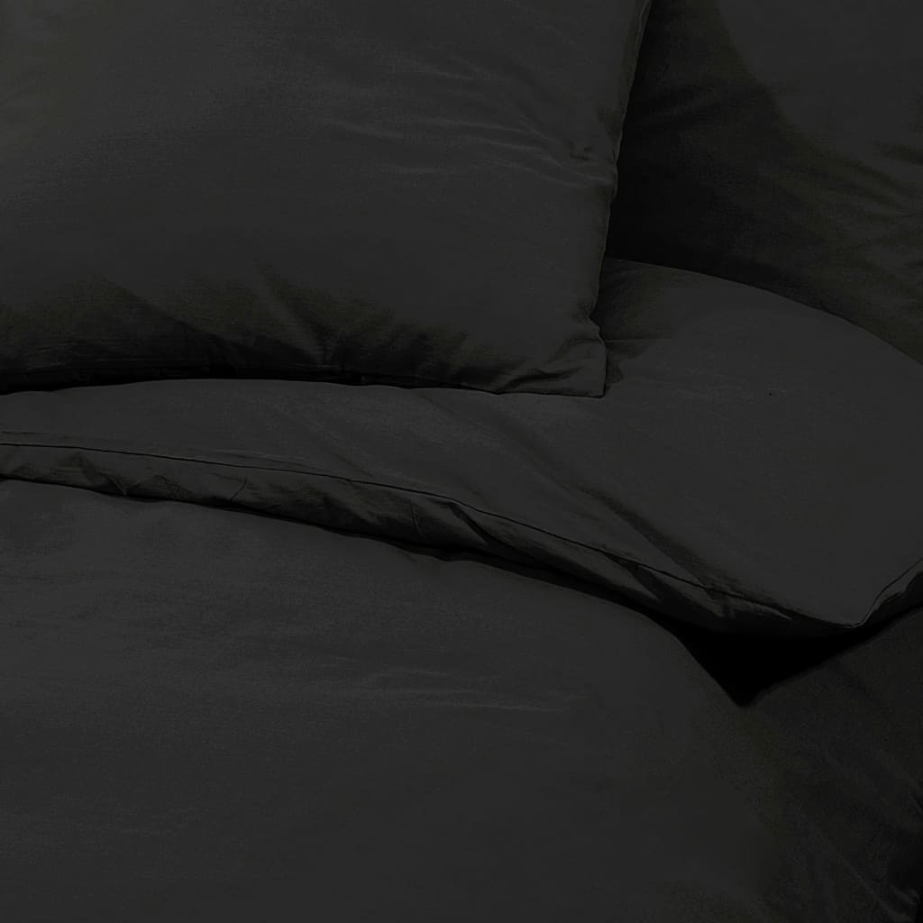 Duvet Cover Set Black 155x220 cm Light-weight Microfiber