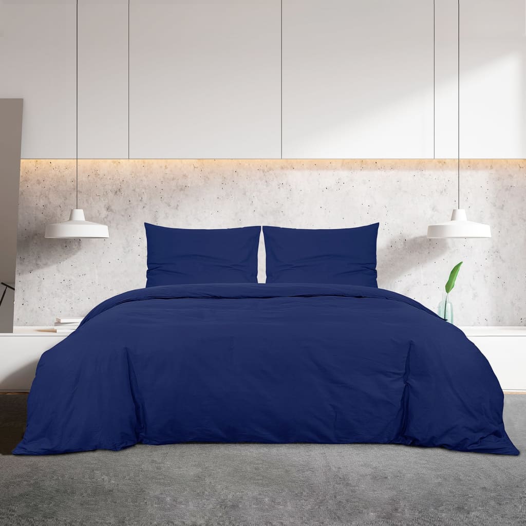 Duvet Cover Set Navy Blue 220x240 cm Light-weight Microfiber