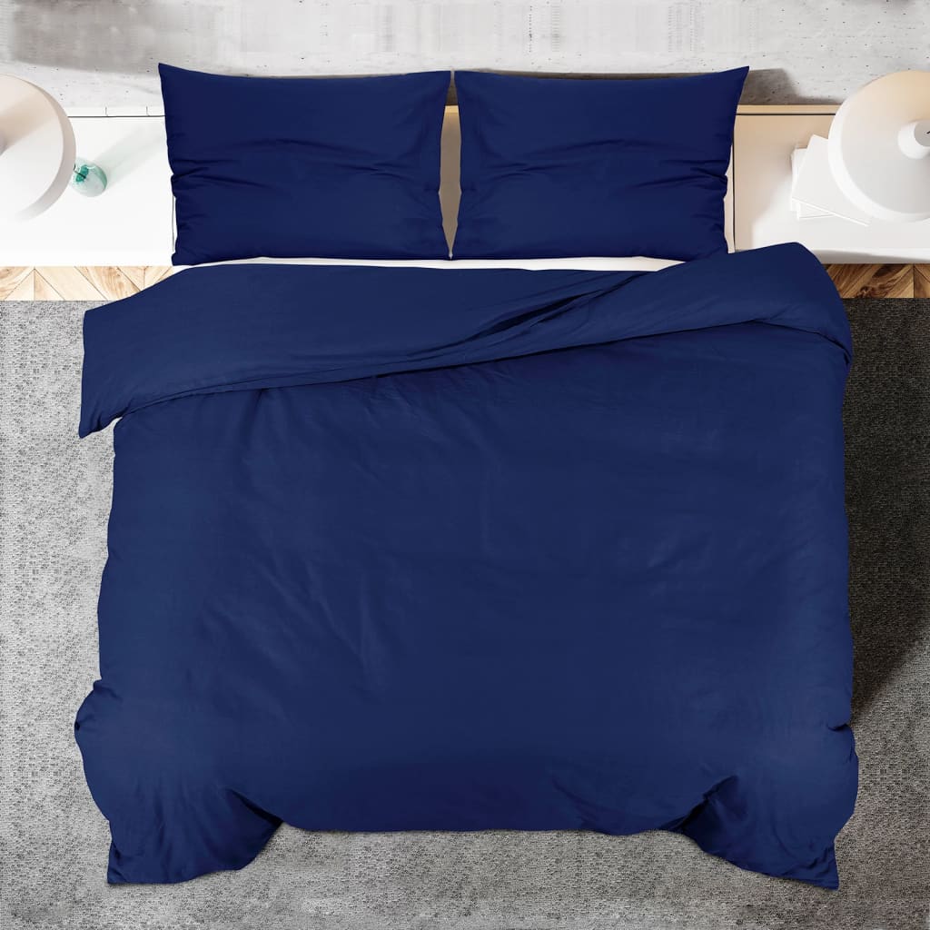 Duvet Cover Set Navy Blue 220x240 cm Light-weight Microfiber