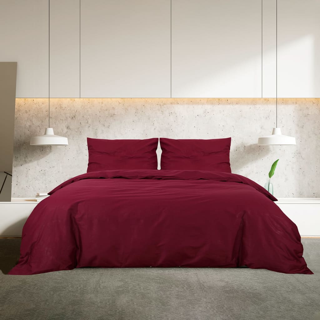 Duvet Cover Set Bordeaux 240x220 cm Light-weight Microfiber