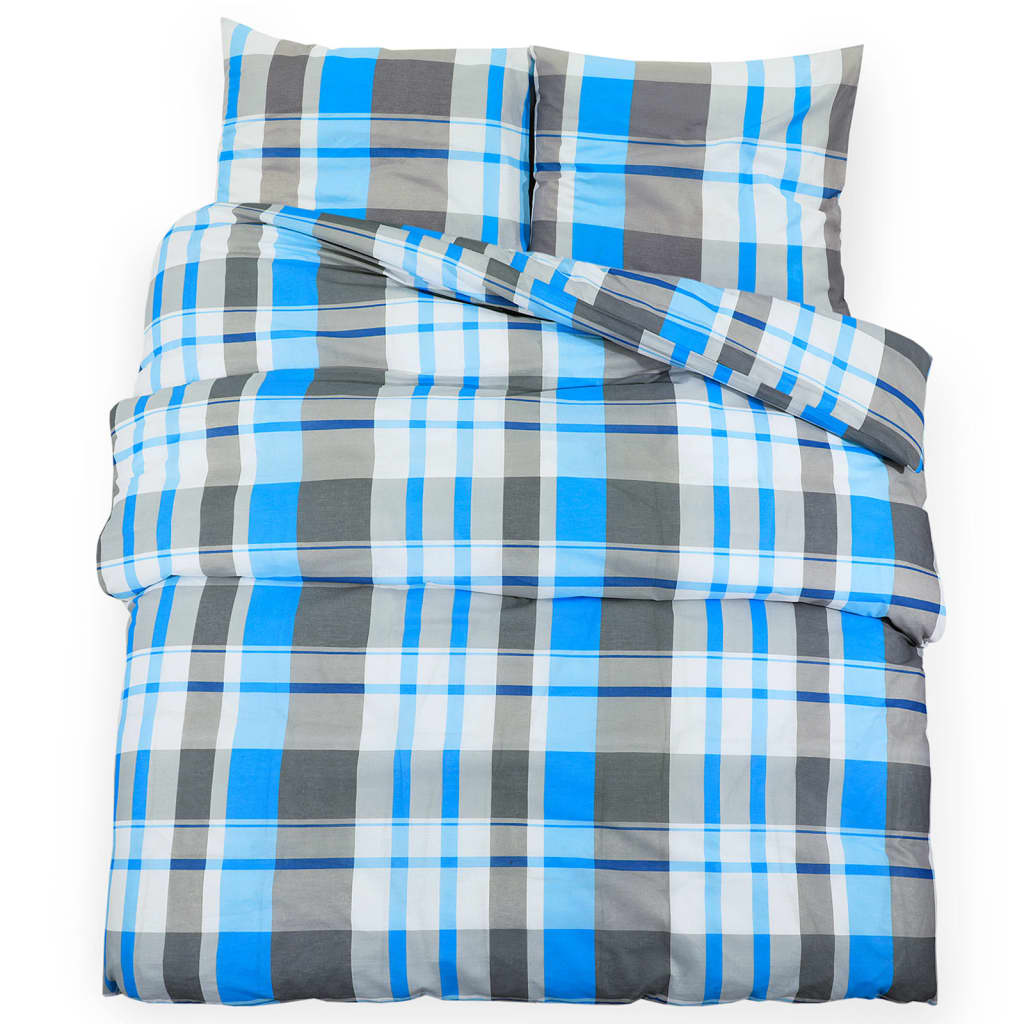 Duvet Cover Set Blue and Grey 140x200 cm Cotton