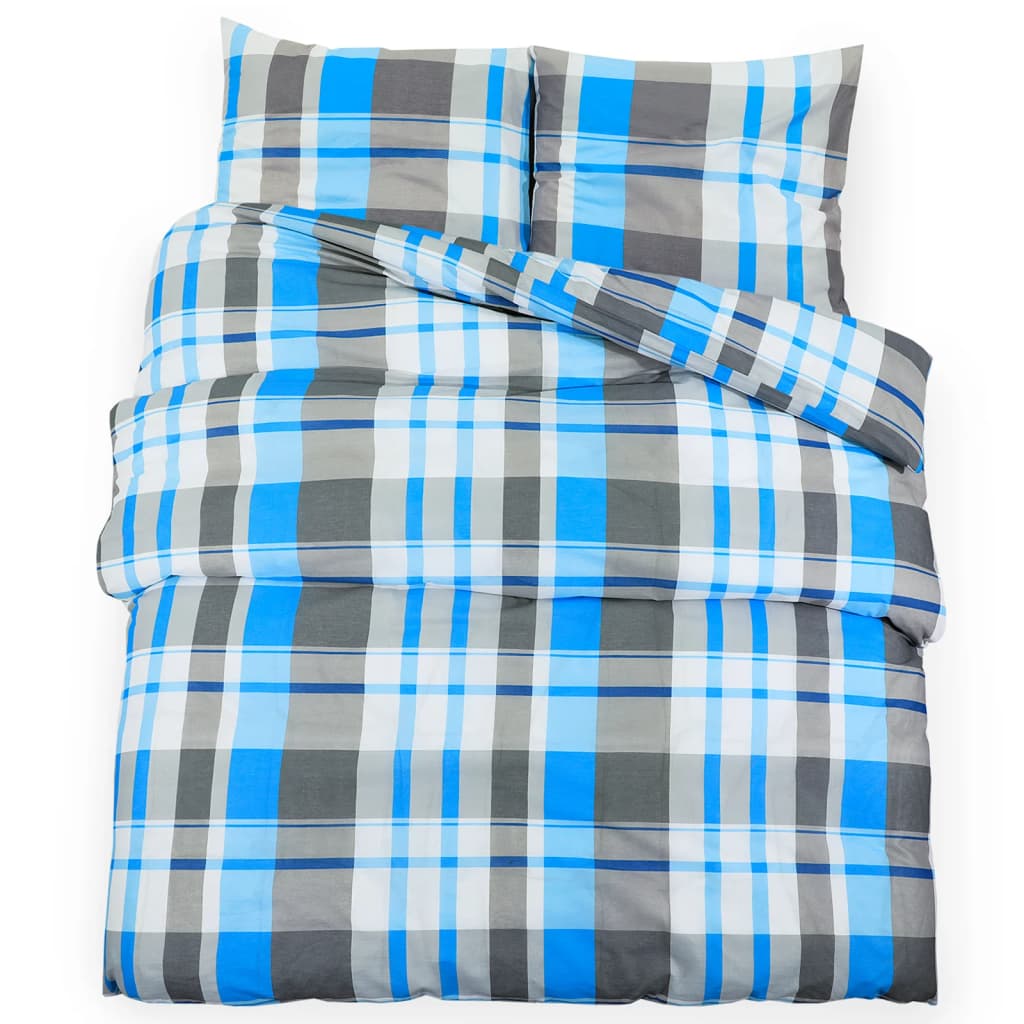 Duvet Cover Set Blue and Grey 240x220 cm Cotton