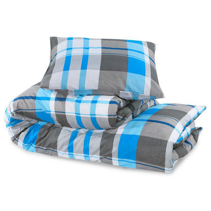 Duvet Cover Set Blue and Grey 240x220 cm Cotton